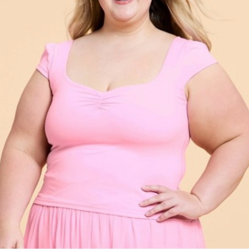 Blogilates Sweetheart  Baby Tee  Active Nosegay Pink Size 3X NWT